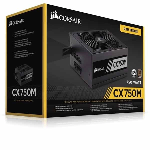 منبع تغذیه کامپیوتر 750 وات نیمه ماژولار کورسیر مدل CX750M Bronze